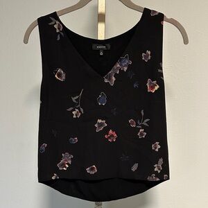 Aritzia Black Floral Sleeveless Blouse